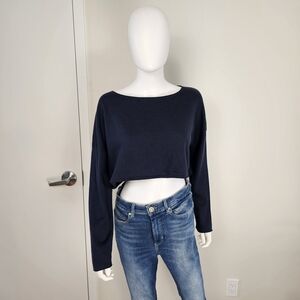 Sunday Best NWT Compote Cropped Sweater Cashmere Blend Blue Admiral Top Sz XS